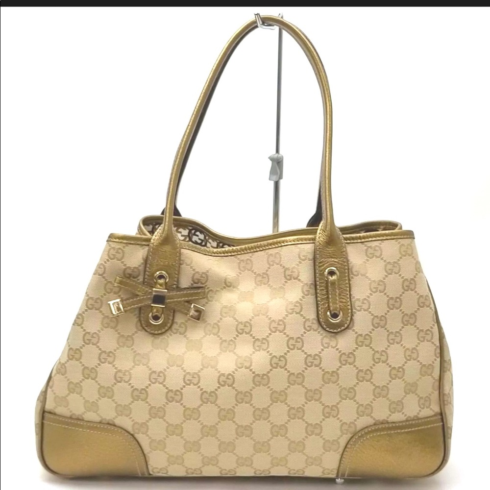 #01 💯Authentic Gucci Tote Bag GGCanvas Princy Light Brown Canvas👜